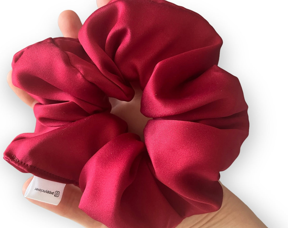 Cranberry Satin Scrunchie