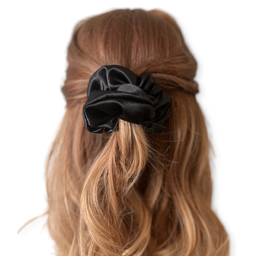 Classic Black Satin Scrunchie