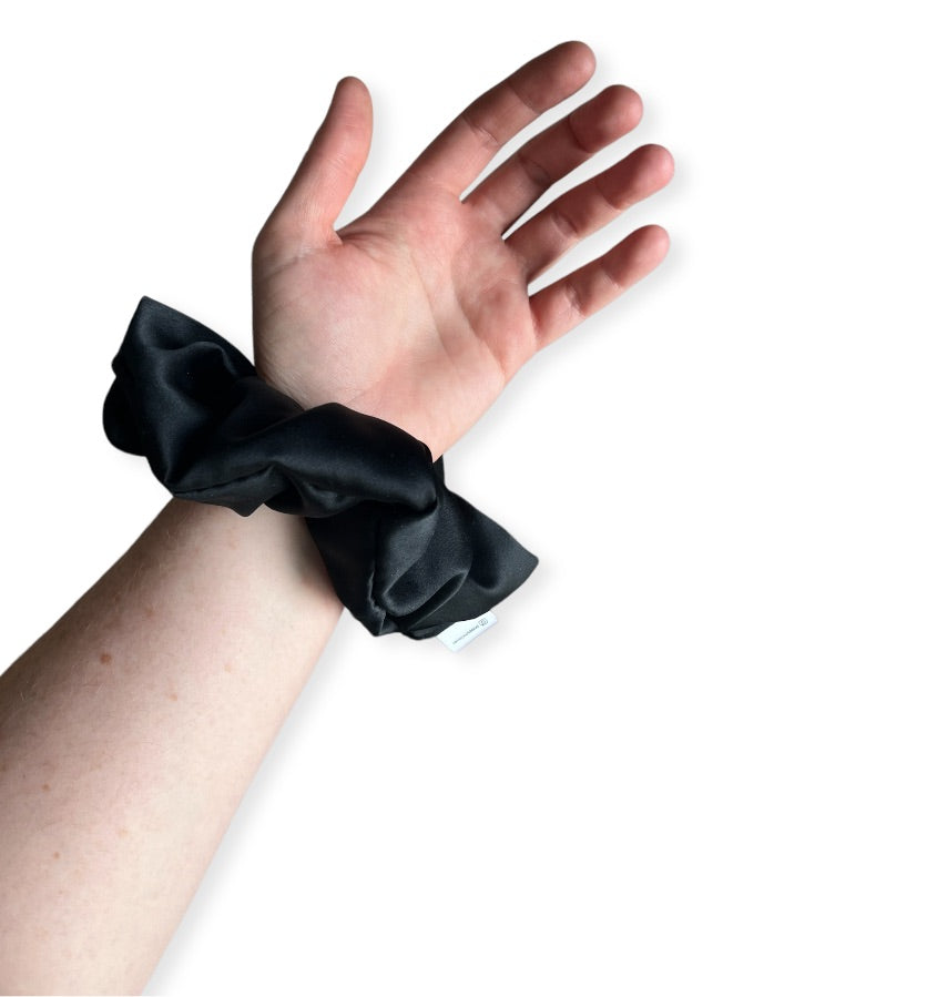 Classic Black Satin Scrunchie