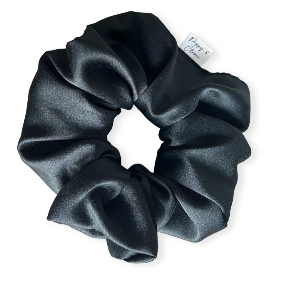 Classic Black Satin Scrunchie